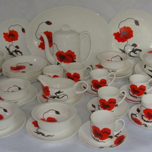 SUSIE COOPER Corn Poppy Dinner and Tea Set Wedgwood 61 pieces CORNPOPPY image 9