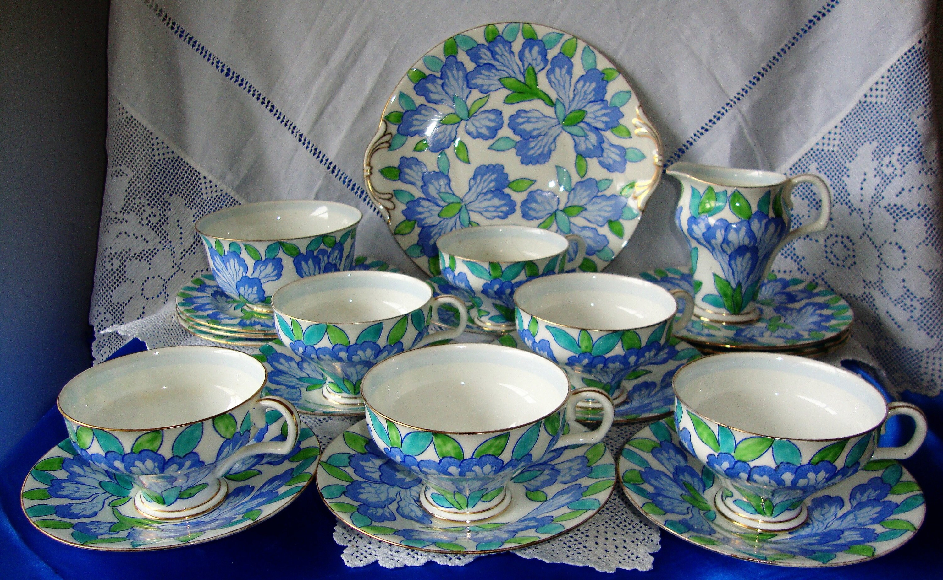 ROYAL DOULTON Art Deco Tea Set Blue Camelia Hand Painted Mega Rare Etsy UK