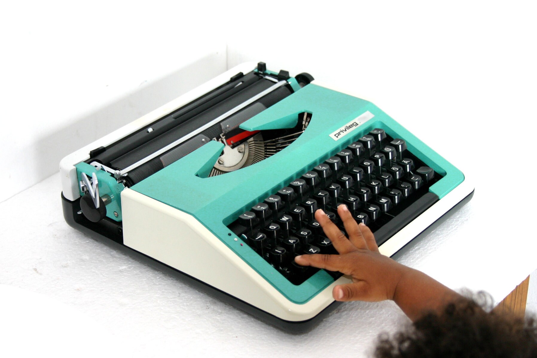Cursive Script Typewriter Italic Font Turquoise Green Blue Portable ...