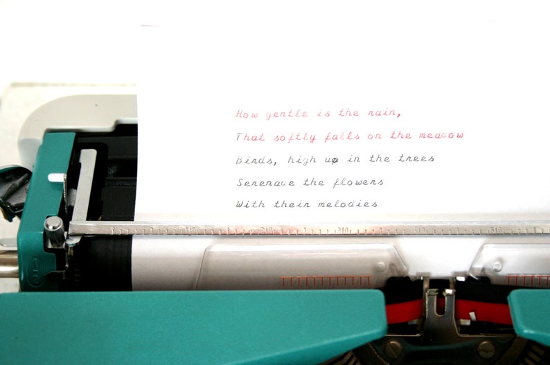 Cursive Script Typewriter Italic Font Turquoise Green Blue Portable ...