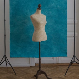 Teal hand painted rustic canvas background for photographers