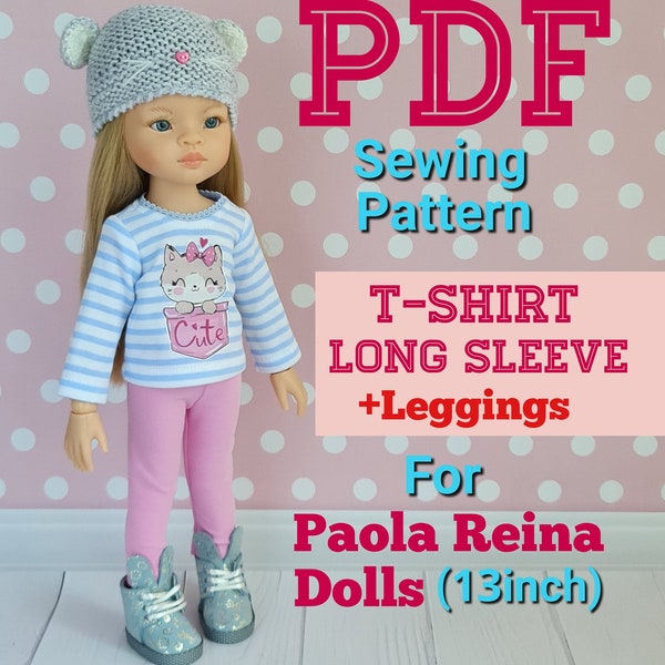 PDF PATTERN for doll Paola Reina. Shirt. Long sleeve. Leggings.