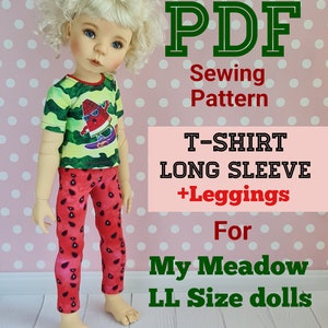 Sewing Pattern for My Meadow Dolls LL Masha 20inch. Shirt. Long sleeve. Leggings. Pdf pattern.
