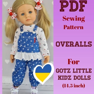 Sewing Pattern for Gotz Little Kidz Doll. 14,5 inch. Overalls.