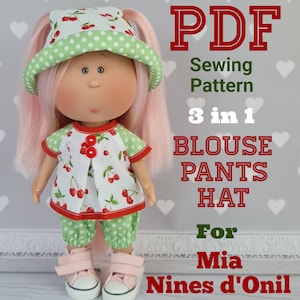 PDF PATTERN for Nines d&#39;Onil  doll Mia.  Puppe 30 cm mit Bekleidung Nines d‘ Onil.