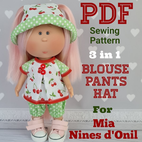 PDF PATTERN for Nines d'Onil  doll Mia.  Puppe 30 cm mit Bekleidung Nines d‘ Onil.