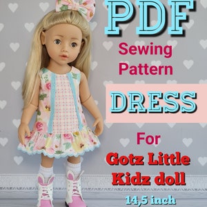 Sewing Pattern for Gotz Little Kidz Doll. 14,5 inch. DRESS.