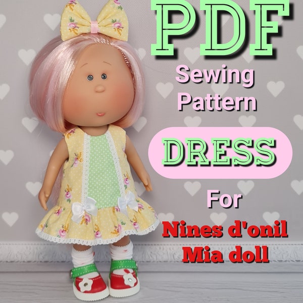 PDF PATTERN for Nines d'Onil  doll Mia.  Puppe 30 cm mit Bekleidung Nines d‘ Onil. Dress.