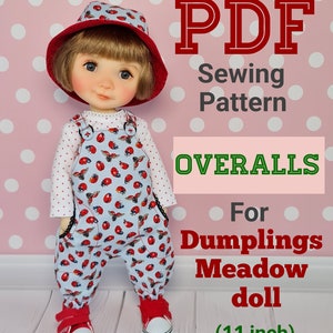 Sewing Pattern for My Meadow Dolls Dumplings. 11inch. Overalls.