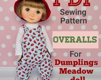 Naaipatroon voor My Meadow Dolls Dumplings 11 inch. Overalls.