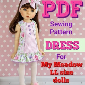 Sewing Pattern for My Meadow Dolls LL Masha 20inch. DRESS. Pdf pattern.