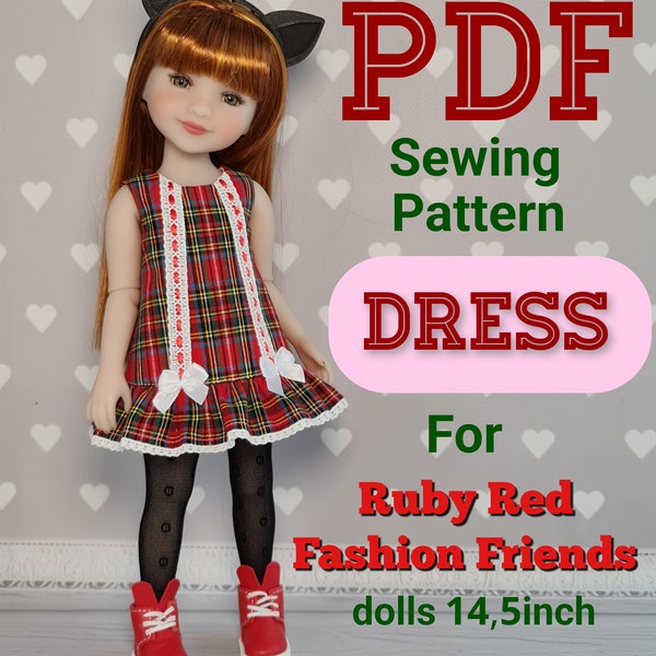 PDF pattern Clothes for Ruby Red Fashion Friends doll. 14,5 inch doll. Dress.