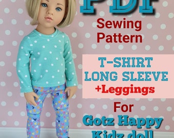 Sewing Pattern for Gotz Happy Kidz Doll. 18 inch doll. Shirt. Long sleeve. Leggings. Pdf pattern.