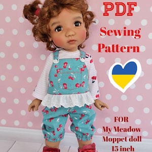 Sewing Pattern for My Meadow Dolls Moppet 15inch. Overalls.
