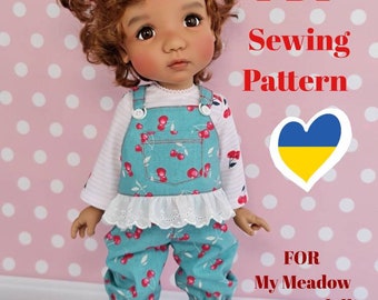 Sewing Pattern for My Meadow Dolls Moppet 15inch. Overalls.