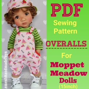 Sewing Pattern for My Meadow Dolls Moppet 15inch. Overalls.
