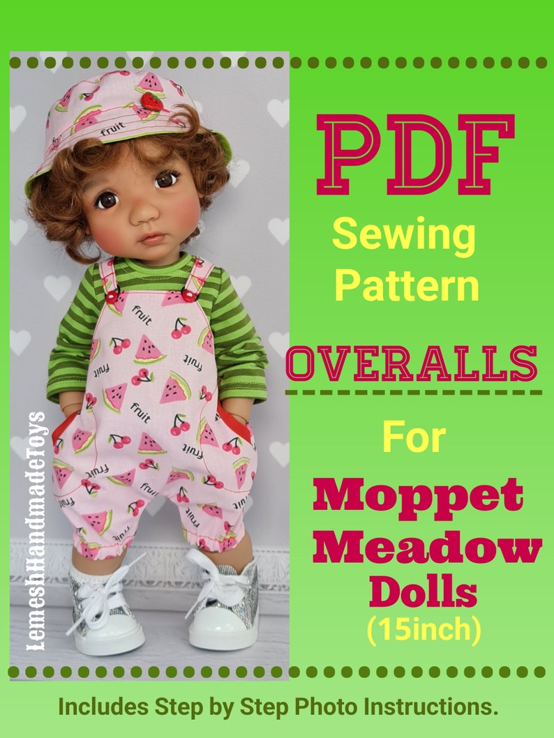 Sewing Pattern for My Meadow Dolls Moppet 15inch. Overalls. Etsy