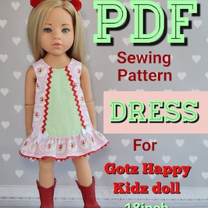 Sewing Pattern for Gotz Happy Kidz Doll. 18 inch doll. DRESS. Pdf pattern.