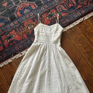 1990s Handmade White Eyelet Dress - Petite Size, OOAK Dress