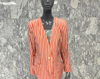 Ungaro Striped Silk Blazer Blouse, Designer Blazer, Silk Blazer