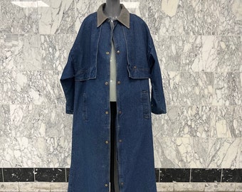 XL Denim Maxi Coat, Denim Duster, Denim Trench Coat, Denim Overcoat