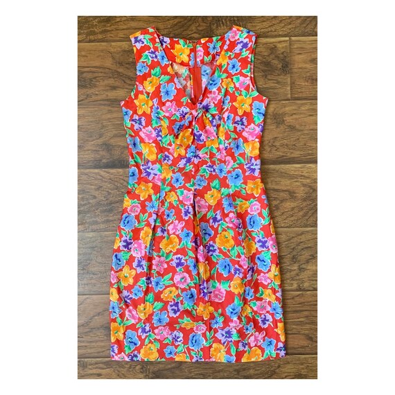 1990s Floral Bow Sheath Dress