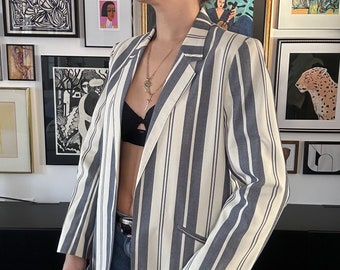 1990s EATON Striped Open Front Blazer