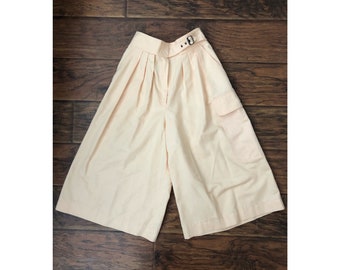 1980's Peach High waisted Cargo Culottes, Gauchos, Pants, Trousers, Wide Leg Pants, Pants for Women