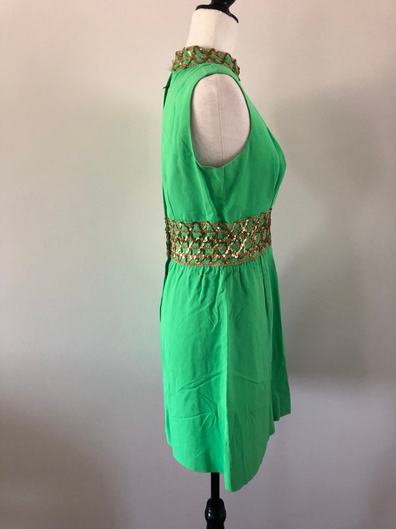 1960's/1970's Lime Green Party Dress, Holiday Dre… - image 5