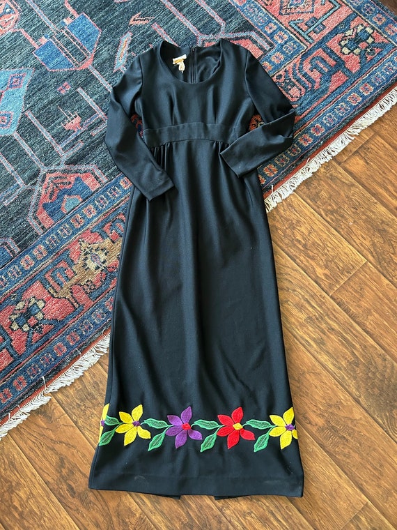 70's Tan Fit and Flare Midi Dress with Button Detail by Leslie Fay