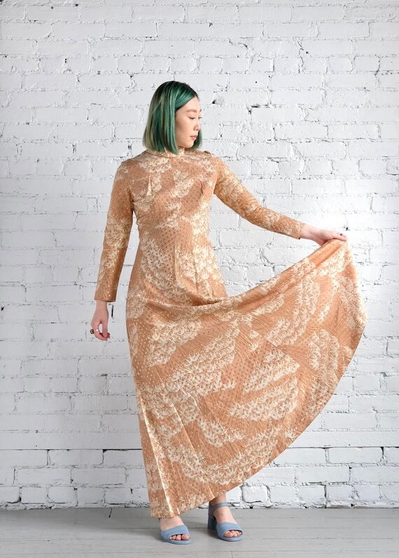 cream and gold maxi dress