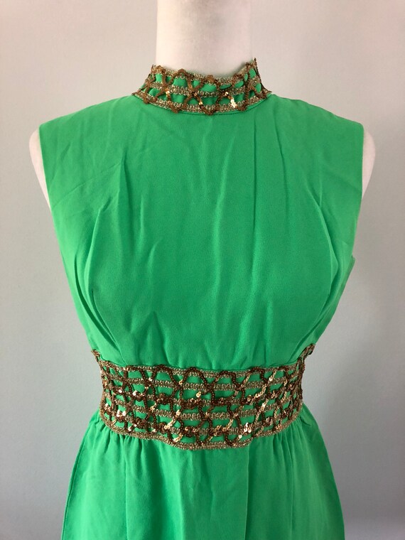1960's/1970's Lime Green Party Dress, Holiday Dre… - image 3