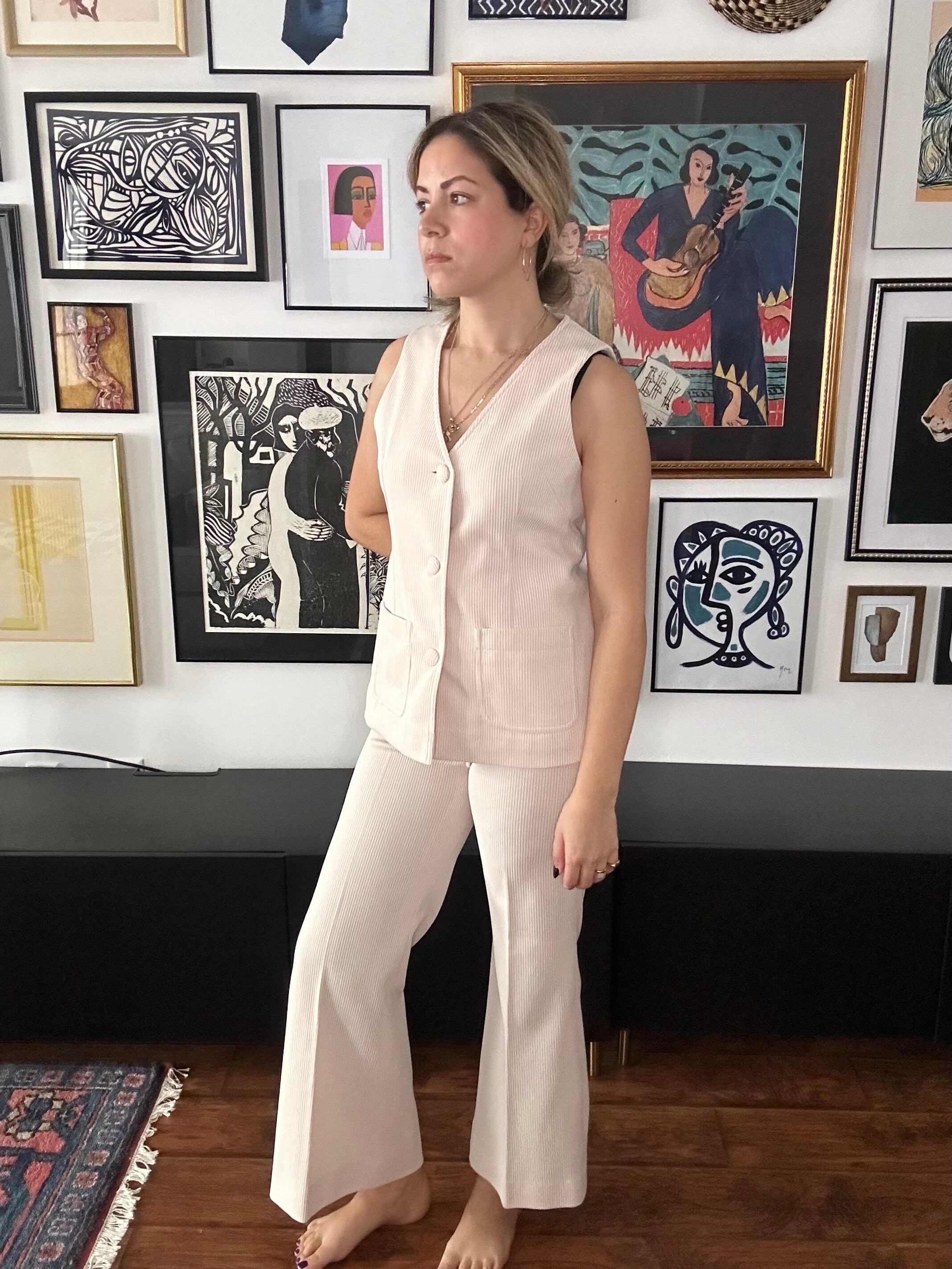 Flare striped deals pants