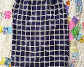 1990s Valentino Boutique Checkered Pencil Skirt, Designer Skirt, Pencil Skirt