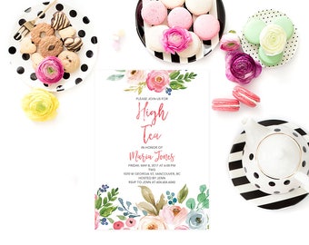 high tea invitation etsy