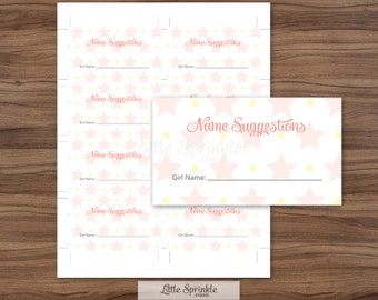 baby name suggestion cards pink elephant girl name etsy
