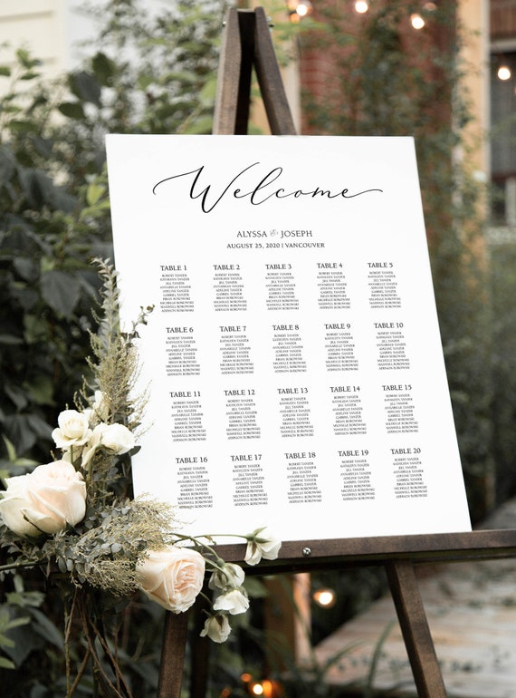Simple Wedding Seating Chart Template Editable Seating Chart | Etsy