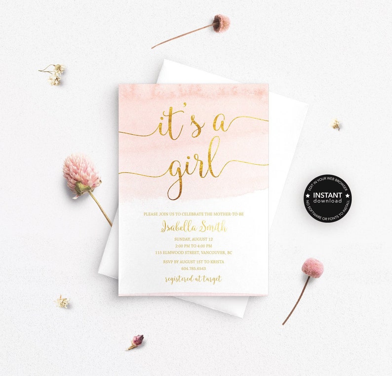 Baby Shower Invitation Girl Baby Girl Shower Invitation Etsy Baby Shower Invitation Girl Baby Girl Shower Invitation Etsy