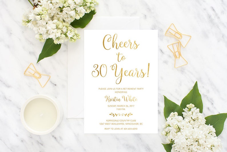 Cheers to 30 Years Invitation Retirement Party Invitation Etsy