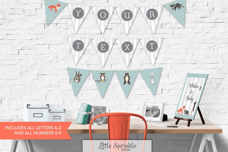 Woodland Baby Shower Bunting Banner A Z Alphabet Bunting Etsy Woodland Baby Shower Bunting Banner A Z Alphabet Bunting Etsy
