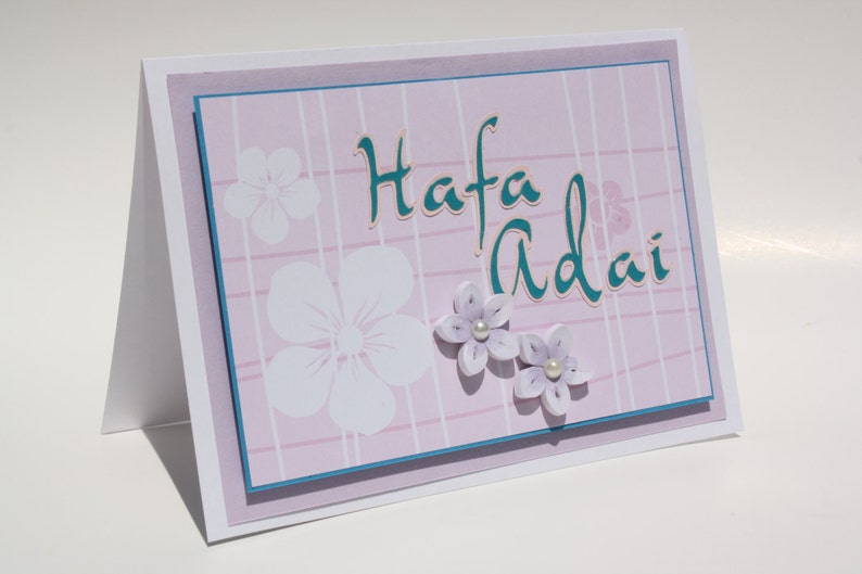 Quilled Hafa Adai meaning Hello in Chamorro Greeting card. A Etsy
