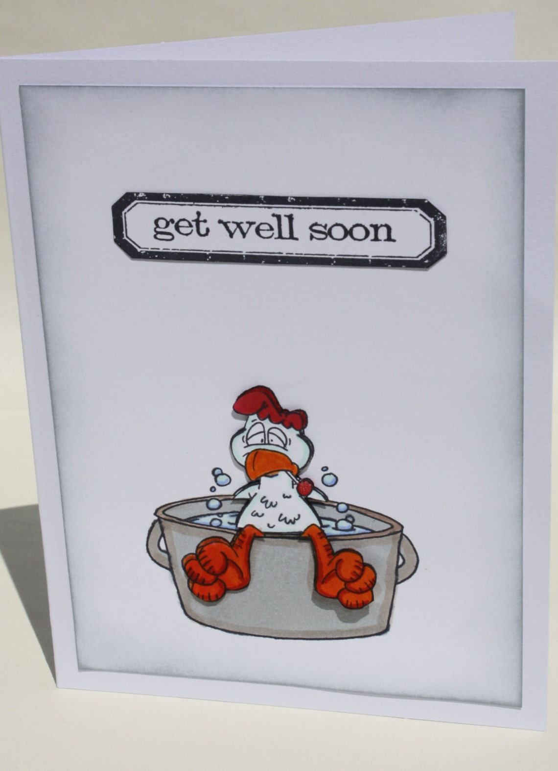 Get well soon chicken soup greeting card Etsy