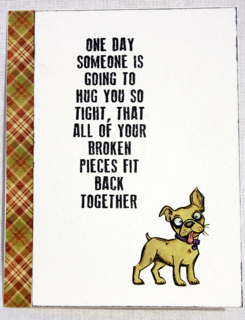 Inspirational dog greeting card in neutrals and washi paper Etsy