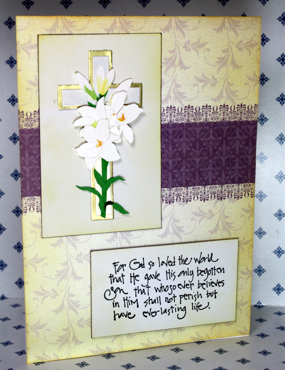 very beautiful easter greeting card in yellows and purples