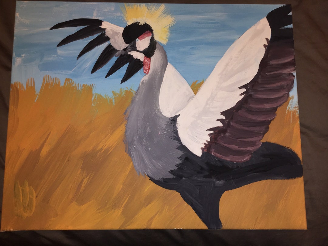 Black Crowned Crane Painting - Etsy