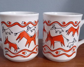 2er SET Tassen Kaffeetasse Tasse Becher Kaffeebecher orange Retro Blumen 300ml 2er SET Tassen Kaffeetasse Tasse Becher Kaffeebecher orange Retro Blumen 300ml