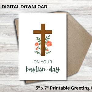 Cartão do batismo | No dia do seu batismo | Cartão de batismo para imprimir | transversal cartão comemorativo | cartão do baptismo da menina | cartão cristão do baptismo | Cartão de Batizado