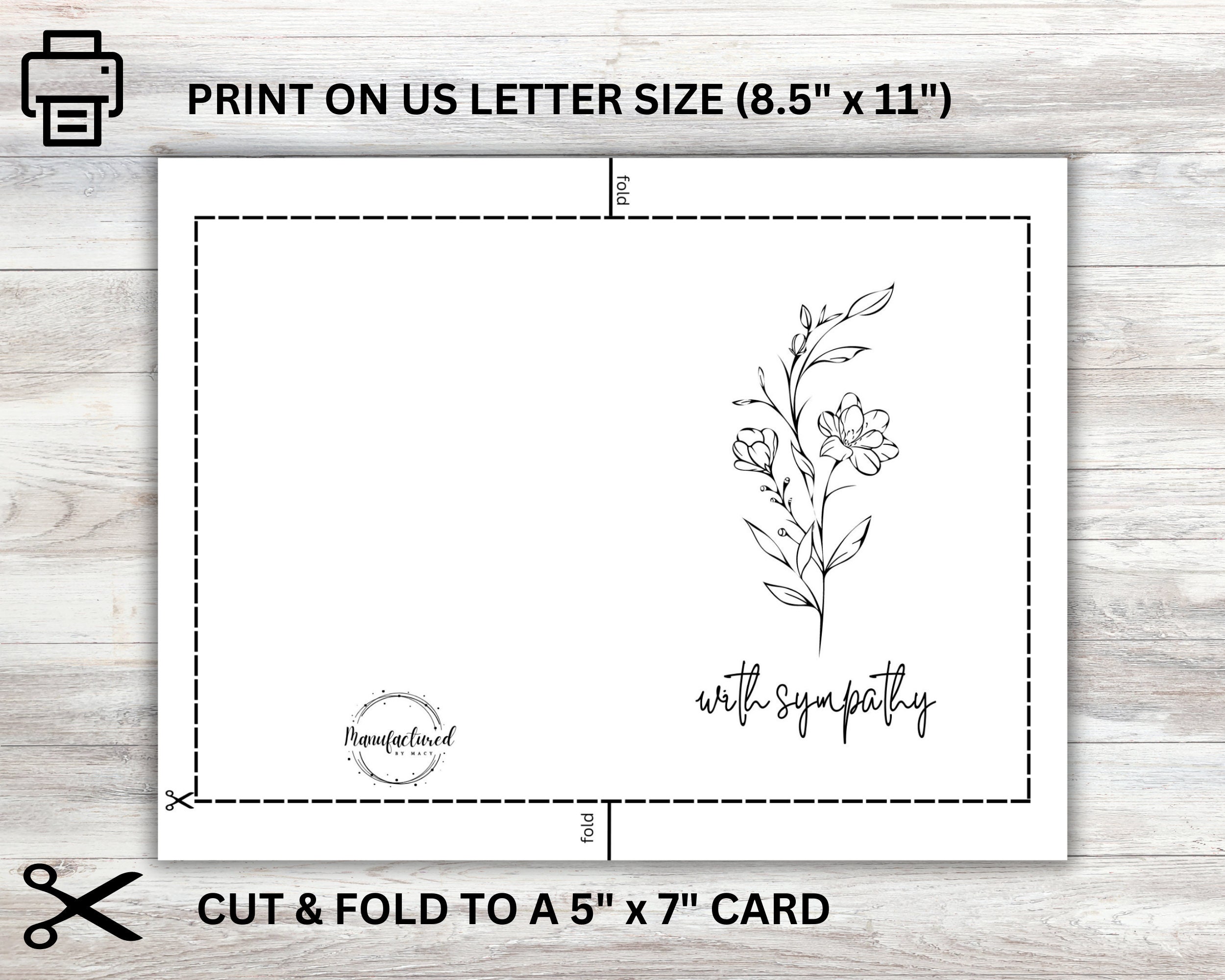 With Sympathy Card Printable Sympathy Card Simple Sympathy Card ...