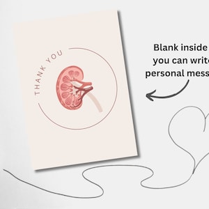 Kidney Donor Thank You Card: Nephrologist Gift, Transplant Team (PDF ...
