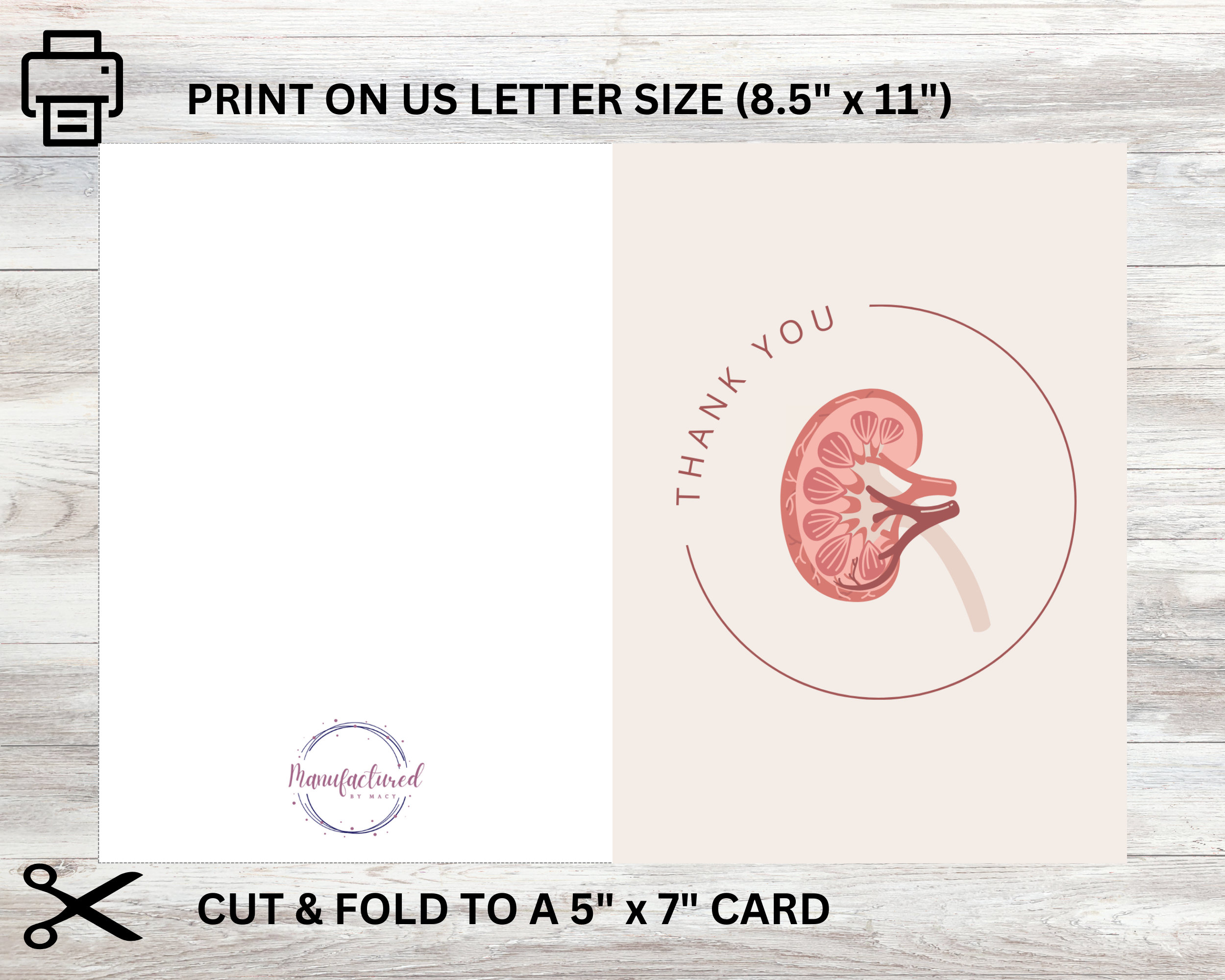 Kidney Donor Thank You Card: Nephrologist Gift, Transplant Team (PDF ...
